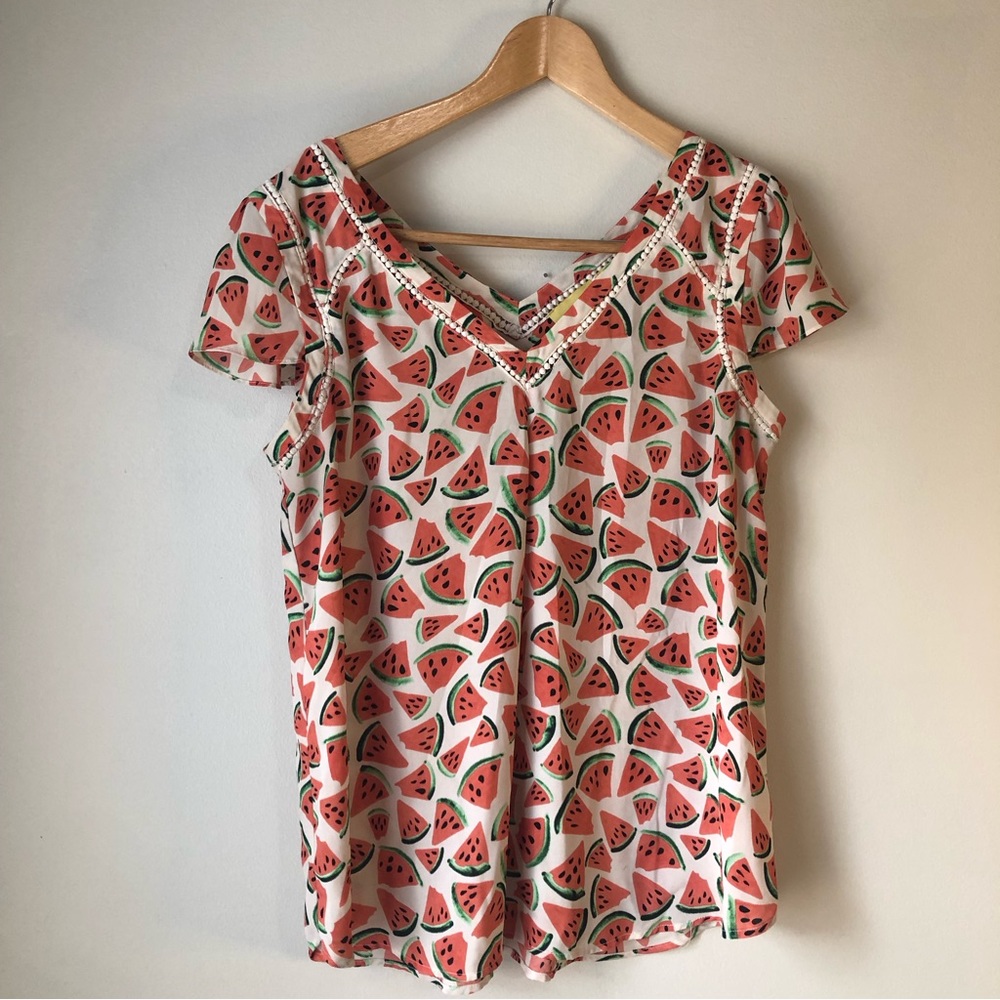 Anthropologie Maeve Watermelon blouse top size 12